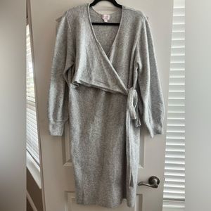 Isabel Maternity grey wrap sweater dress